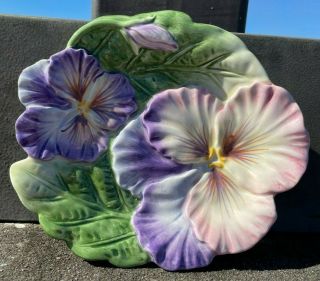 Fitz And Floyd Classics Halcyon Trinket Plate Purple Pansy Small Textured Glazed