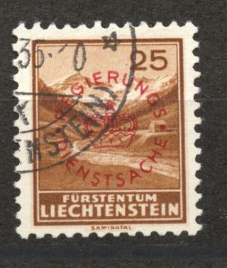 Liechtenstein,  1935 Officials,  25 Rp.  Mi.  15 A,  Vf,  No Faults,