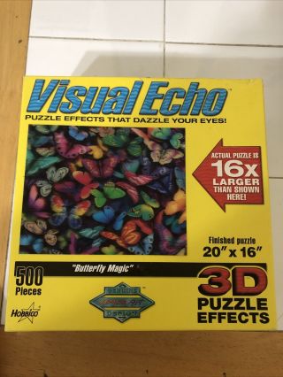 Visual Echo Butterflies 500 Piece 3d Puzzle 20x16 Plastic Inside