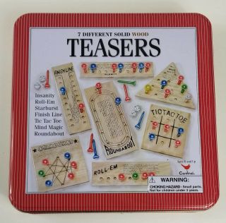 Teasers Game 7 Different Solid Wood Puzzles And Brain Teasers In Tin Box