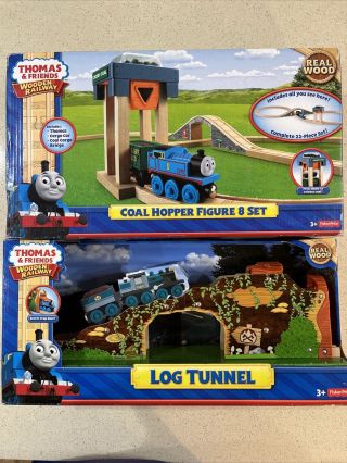 Thomas & Friends Fisher - Price Wooden Y4091 Coal Hopper Figure 8 Y5191 Log Tunnel