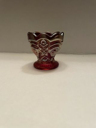Stunning Vintage Imperial Glass Sunset Ruby Carnival Glass Egg Cup