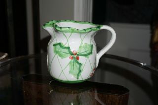 Present Tense Anne Hathaway Holly Jolly Creamer Hand Painted Italy