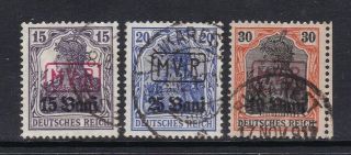Romania German Occupation - Sg 1/3 - G/u - 1917 - 3 X Stamps Of Germany - Surch.