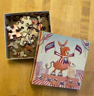 Vintage Political " Democratic Party Animal " Springbok By Hallmark Mini Puzzle