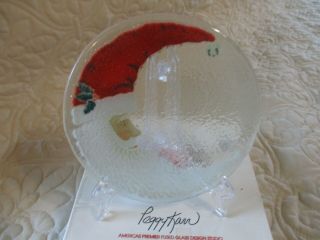 Ret 1995 Peggy Karr Fused Glass St.  Nick Design Round 6 " Christmas Plate