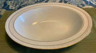 Noritake White Scapes Lockleigh 4061 Gold Oval Vegetable Bowl 11 Inch
