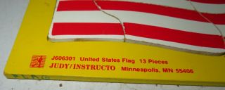 Vintage Wood Children ' s Puzzle Judy Instructo Puzzle United States Flag USA 1988 3