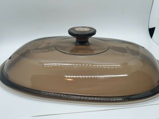 Vintage Pyrex Visions large 4 quart roaster roasting pan lid,  amber glass f14c 2