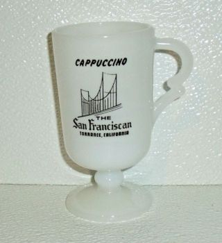 San Franciscan Mug Cup Restaurant Diner Ware Pedestal Milk Glass Torrance Ca