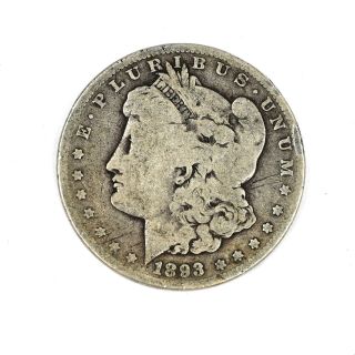 1893 - P $1 Morgan Silver Dollar Key Date G - Vg Details 90 Silver Us Coin