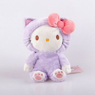 Cute Purple Cat Hello Kitty 20cm Plush Toy Stuffed Anime Cartoon Doll Game Gift