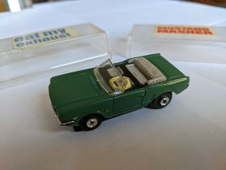Aurora Ho Slot Car T Jet Mustang Convertible In Olive Green