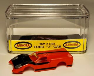 Tjet Ho Slot Car.  Aurora.  Body.  Ford " J " Car.  Red.  Plus Label,  Case & Sponge.