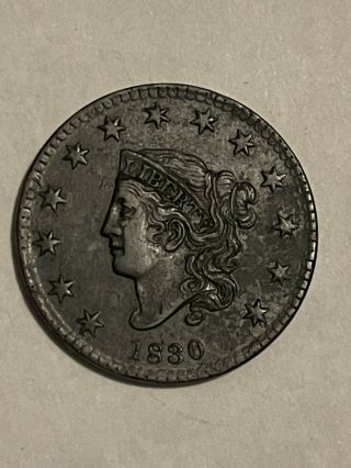 1830 Coronet Large Cent,  Au Details Razor Sharp Example