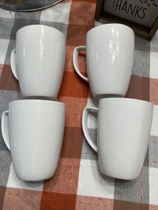 Corelle Coordinates Pure White Porcelain Coffee Cups Set Of 4 Mugs 12oz 4 3/8 "