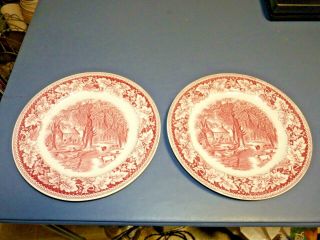 2 - Currier And Ives Homer Laughlin Home Sweet Home Dinner Plates 10 "