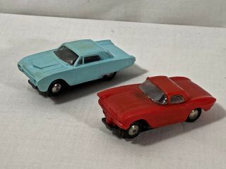 Vintage Marx Toys Ho Slot Cars 1961 Corvette & 1961 T - Bird