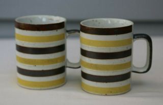 Vtg Otagiri Stoneware Striped Speckled Coffee Mug Cup,  1 Brown Mustard Japan Mcm