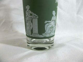 Jeannette Glass Wedgewood Green Grecian Hellenic Cocktail Shaker with Metal Top 3