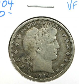 1904 - O Key Date Barber Silver Half Dollar Very Fine Km 114 (386)