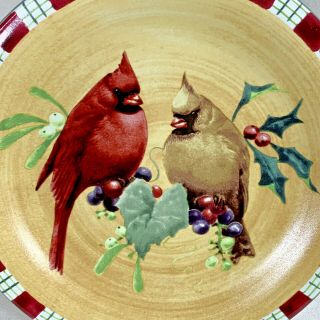 Lenox Salad Plate Winter Greetings Everyday Red Bird Cardinal Colorful 8 1/2 "