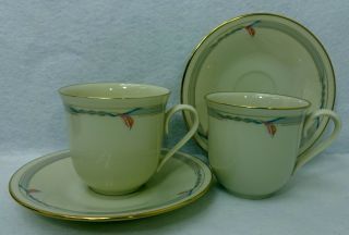 Lenox China Gramercy Pattern Cup & Saucer - Set Of Two (2) - 3 "