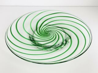 Green Peppermint Swirl Glass Dessert Plate Cute Festive 8in”