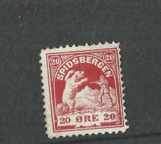 Norway: 1908 - Local Post Spidsbergen - 20 Oere Red - Polar Bear - Mnh