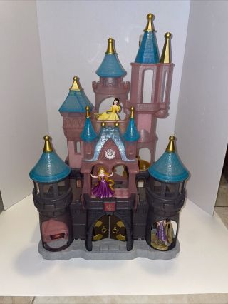 Disney Parks Princess Castle Play Set Light Up Doll House Fireworks 3 Figs