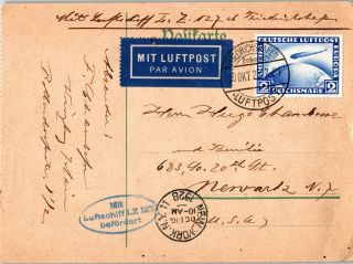Germany Postal History Lot 1 1928 Air Zeppelin Lz - 127 Friedrichshafen - Nyc $$$