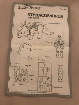 Dino Rider Styracosaurus With Turret Instructions 1988