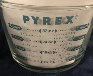 Pyrex 4 Cup Glass Measuring Cup,  Green Lettering,  1 Quart,  1 Liter,  6 