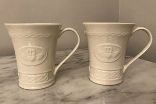2 Belleek Claddagh Coffee Cup Mug Made In Ireland Ivory