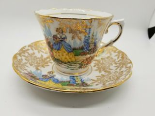 Vintage Colclough Crinoline Lady Bone China Teacup And Saucer Porcelain England