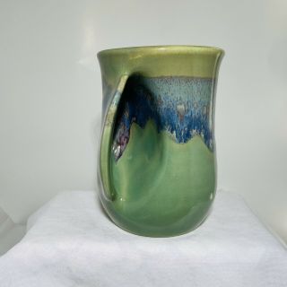 Neher 2019 Hand Warmer Mug Left Green Blue Drip Glaze Coffee Tea Clay In Motion
