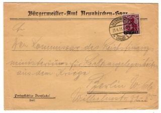 Germany 1921 Saar - Ovpt Franking - Cover To Berlin -