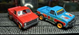 Afx Tomy 2 - Goodyear Gmc Pick Up Truck (red/white) (blu/wht) Ho Slot Cars Vintage