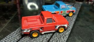 AFX TOMY 2 - GOODYEAR GMC PICK UP TRUCK (RED/WHITE) (BLU/WHT) HO Slot Cars Vintage 3