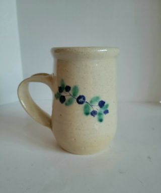 R.  Johnson Camden Pottery Maine Blueberry Decorated Coffee Tea Mug Signed