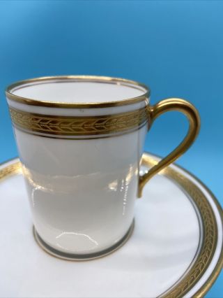 Theodore Haviland Limoges France Demitasse Cup and Saucer Gold Wheat Band Trim 2