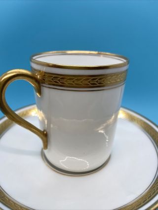 Theodore Haviland Limoges France Demitasse Cup and Saucer Gold Wheat Band Trim 3