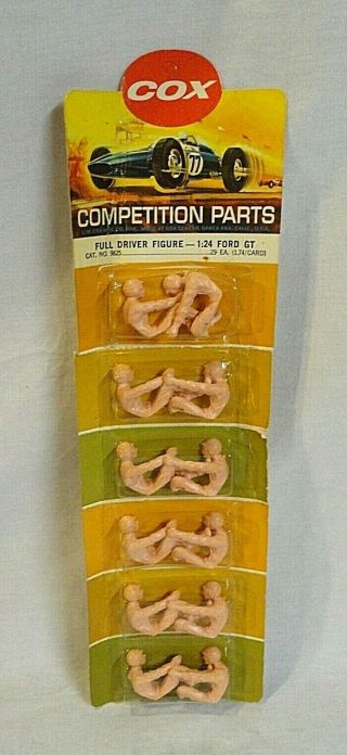 Wow Six 1960`s Cox 1/24 Ford Gt40 Slot Car Driver Figures On Store Card