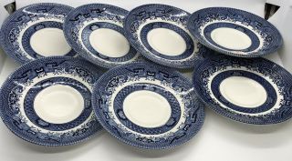 Set Of 7 Churchill Blue Willow Saucers Made In England 5 1/2”