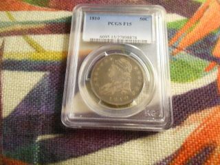 1810 Capped Bust Half Dollar Pcgs F15 Us Certified Silver 50c Coin