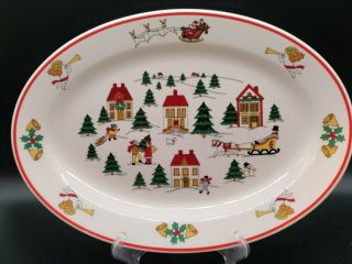 Jamestown China - The Joy Of Christmas 10 X 14 Oval Serving Platter - Euc