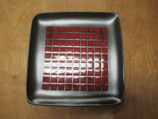Home Tamarask Square Dinner Plate 10 1/4 " Red Squares 1 Ea 6 Available
