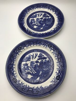 2 Shenango China Restaurant Ware Blue Willow 9” Plates
