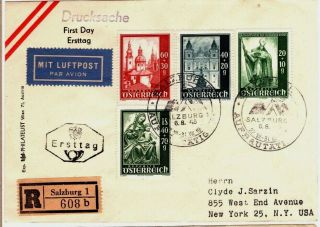 1948 Austria Cover Registered With 4 Semi - Postal Stamps - Salzburg - Scarce Item