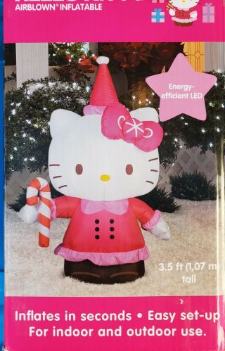 Hello Kitty Airblown Inflatable 3.  5 ft Birthday LED Light Up Indoor Outdoor 2